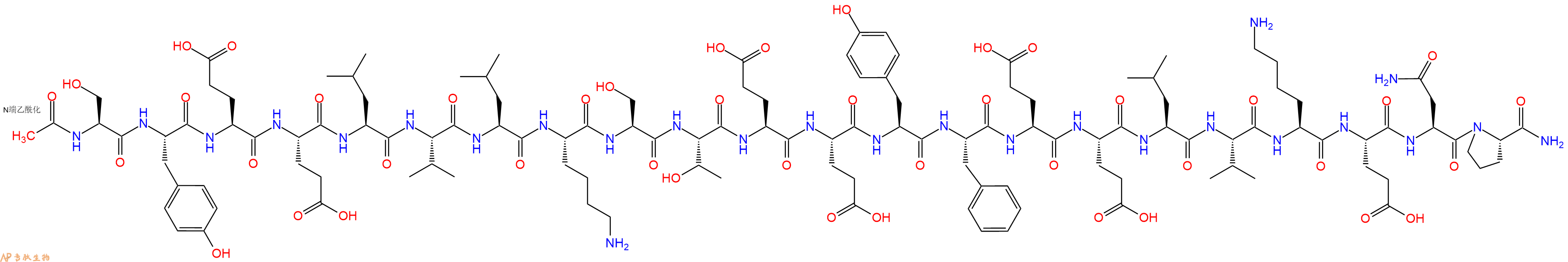 专肽生物产品Ac-Ser-Tyr-Glu-Glu-Leu-Val-Leu-Lys-Ser-Thr-Glu-Glu-Tyr-Phe-Glu-Glu-Leu-Val-Lys-Glu-Asn-Pro-CONH2
