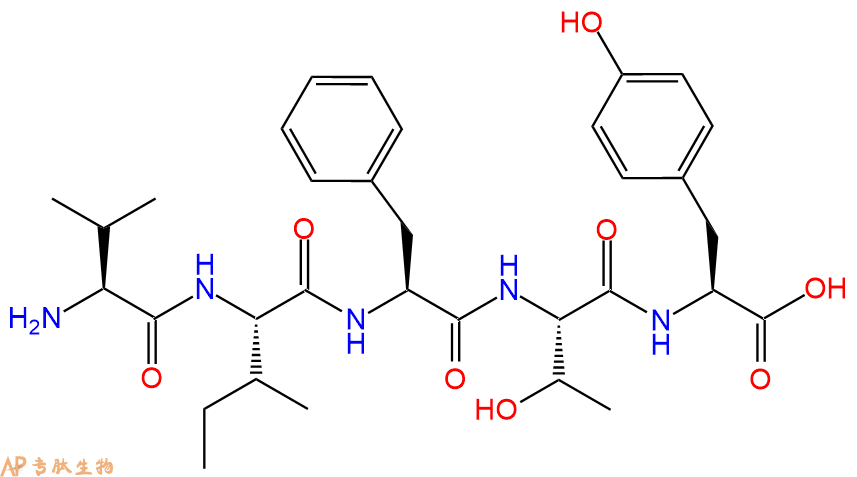 专肽生物产品H2N-Val-Ile-Phe-Thr-Tyr-OH