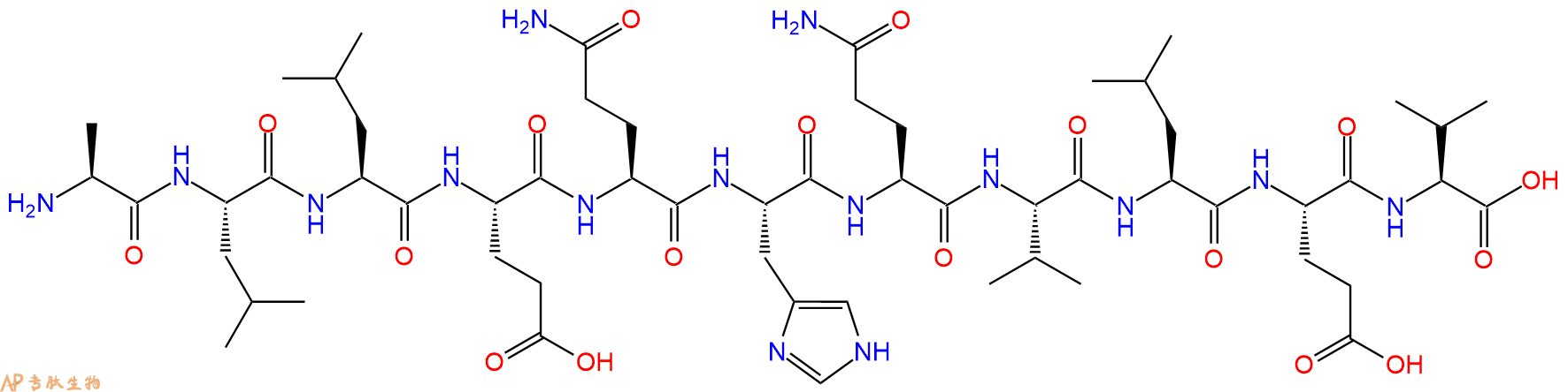 专肽生物产品H2N-Ala-Leu-Leu-Glu-Gln-His-Gln-Val-Leu-Glu-Val-OH