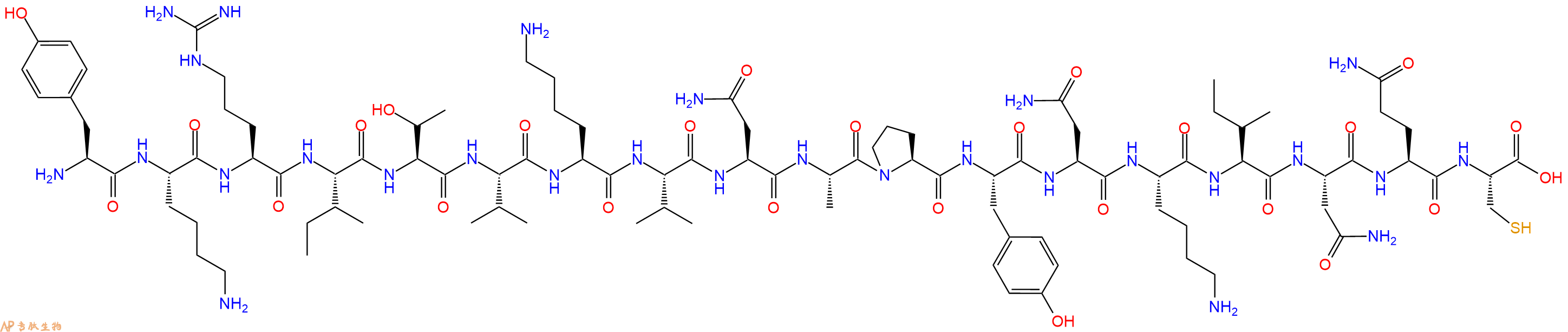 专肽生物产品H2N-Tyr-Lys-Arg-Ile-Thr-Val-Lys-Val-Asn-Ala-Pro-Tyr-Asn-Lys-Ile-Asn-Gln-Cys-OH