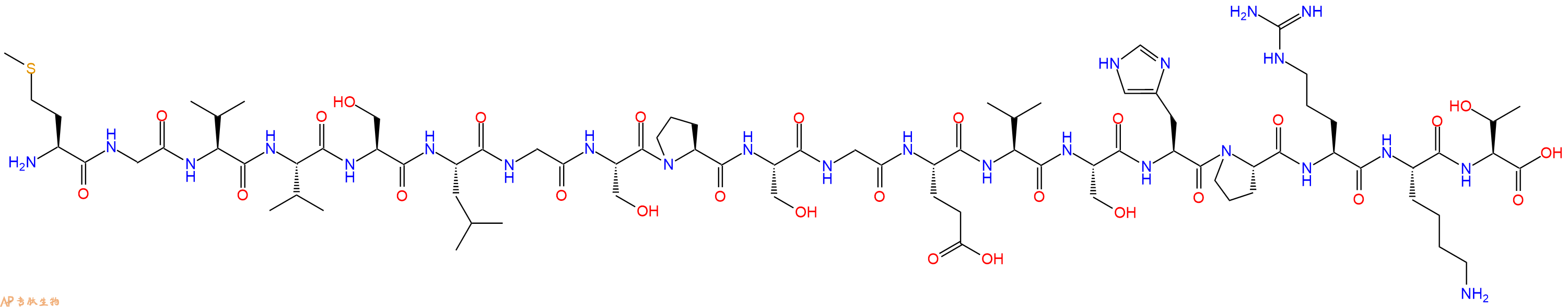 专肽生物产品H2N-Met-Gly-Val-Val-Ser-Leu-Gly-Ser-Pro-Ser-Gly-Glu-Val-Ser-His-Pro-Arg-Lys-Thr-OH
