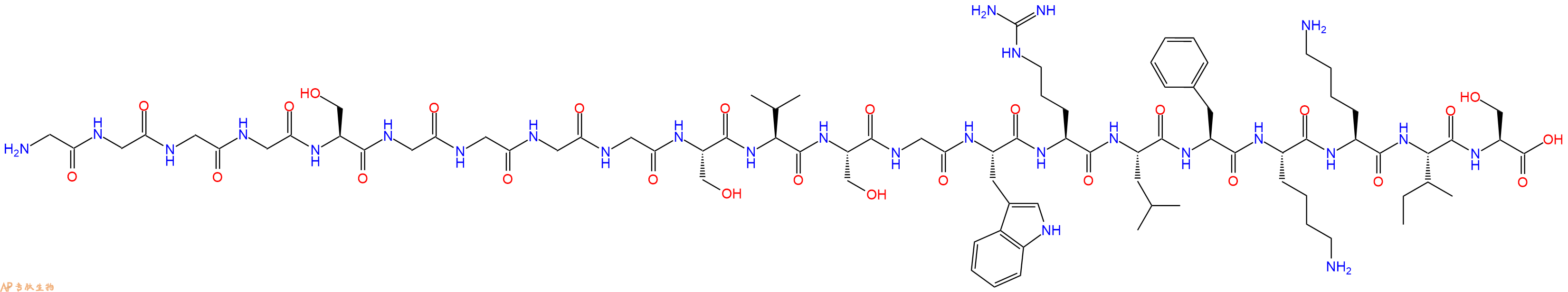 专肽生物产品H2N-Gly-Gly-Gly-Gly-Ser-Gly-Gly-Gly-Gly-Ser-Val-Ser-Gly-Trp-Arg-Leu-Phe-Lys-Lys-Ile-Ser-OH