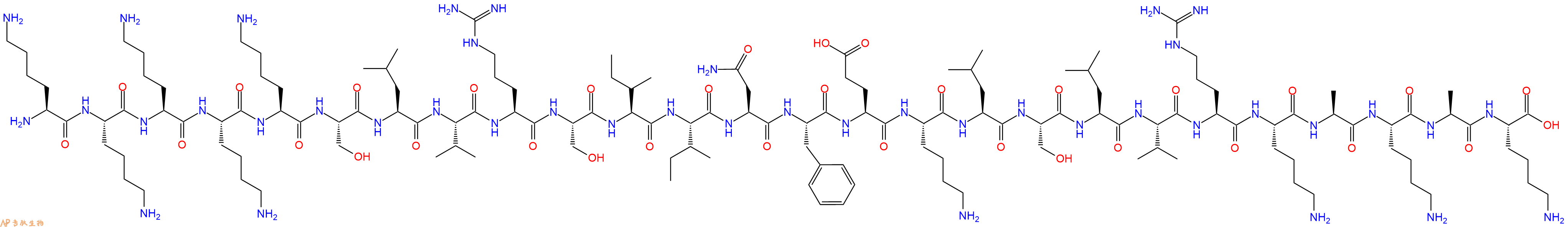 专肽生物产品H2N-Lys-Lys-Lys-Lys-Lys-Ser-Leu-Val-Arg-Ser-Ile-Ile-Asn-Phe-Glu-Lys-Leu-Ser-Leu-Val-Arg-Lys-Ala-Lys-Ala-Lys-OH
