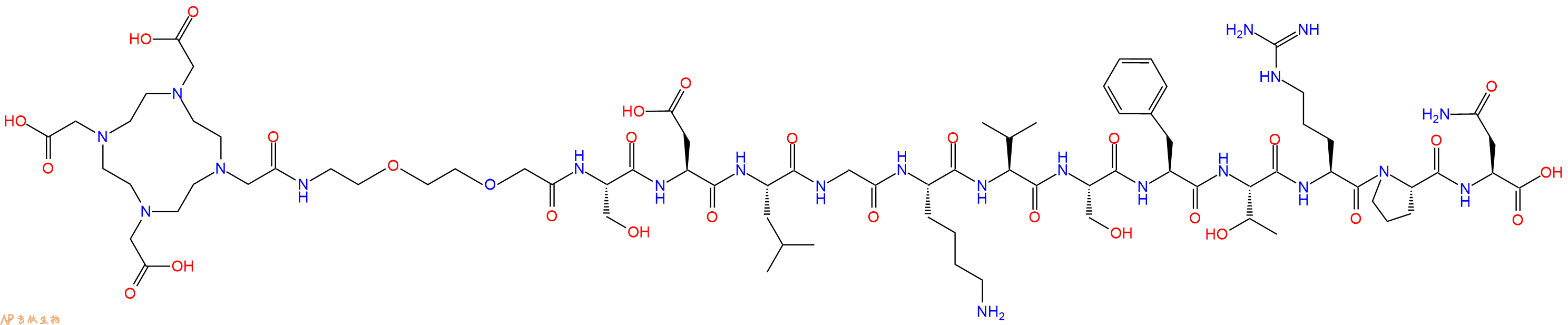 专肽生物产品DOTA-PEG2-Ser-Asp-Leu-Gly-Lys-Val-Ser-Phe-Thr-Arg-Pro-Asn