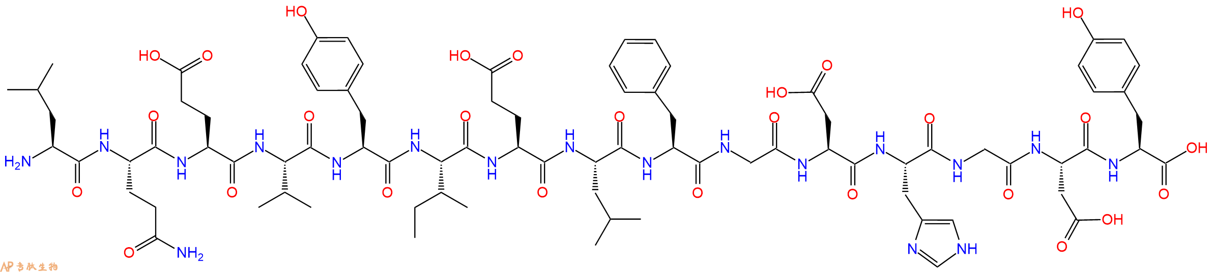 专肽生物产品H2N-Leu-Gln-Glu-Val-Tyr-Ile-Glu-Leu-Phe-Gly-Asp-His-Gly-Asp-Tyr-OH