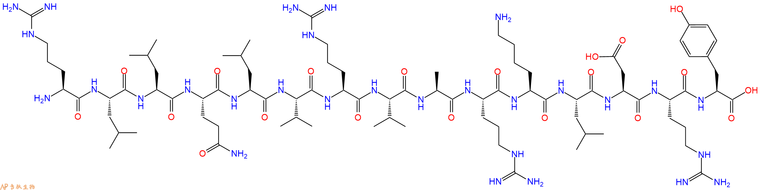 专肽生物产品H2N-Arg-Leu-Leu-Gln-Leu-Val-Arg-Val-Ala-Arg-Lys-Leu-Asp-Arg-Tyr-OH
