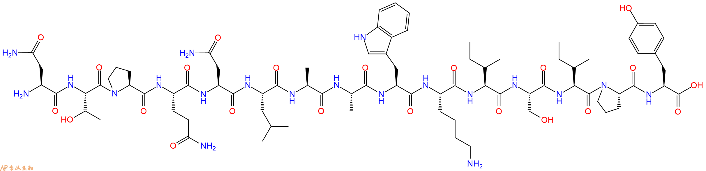 专肽生物产品H2N-Asn-Thr-Pro-Gln-Asn-Leu-Ala-Ala-Trp-Lys-Ile-Ser-Ile-Pro-Tyr-OH