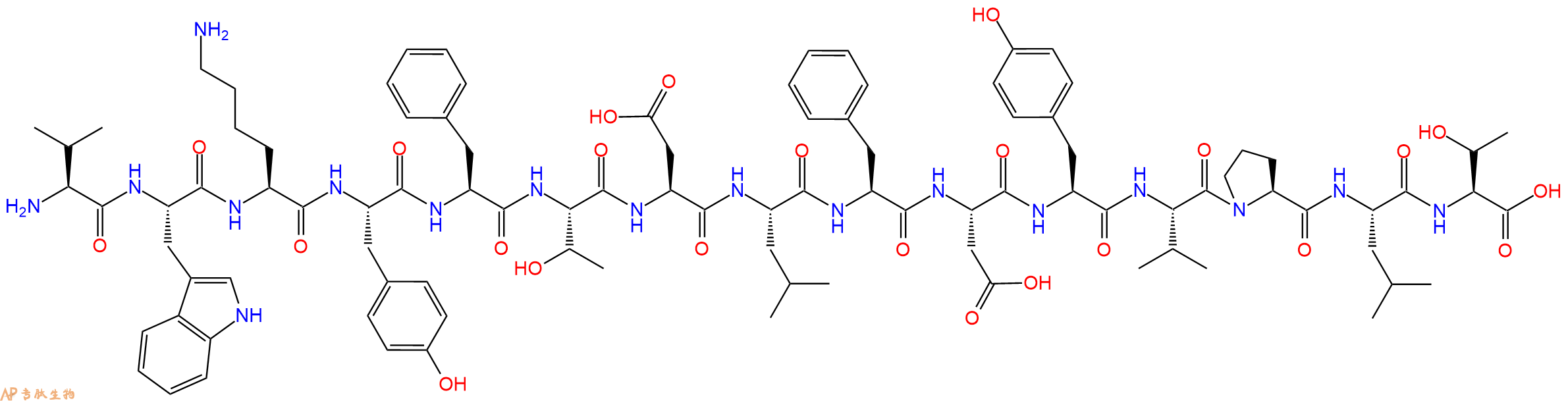 专肽生物产品H2N-Val-Trp-Lys-Tyr-Phe-Thr-Asp-Leu-Phe-Asp-Tyr-Val-Pro-Leu-Thr-OH