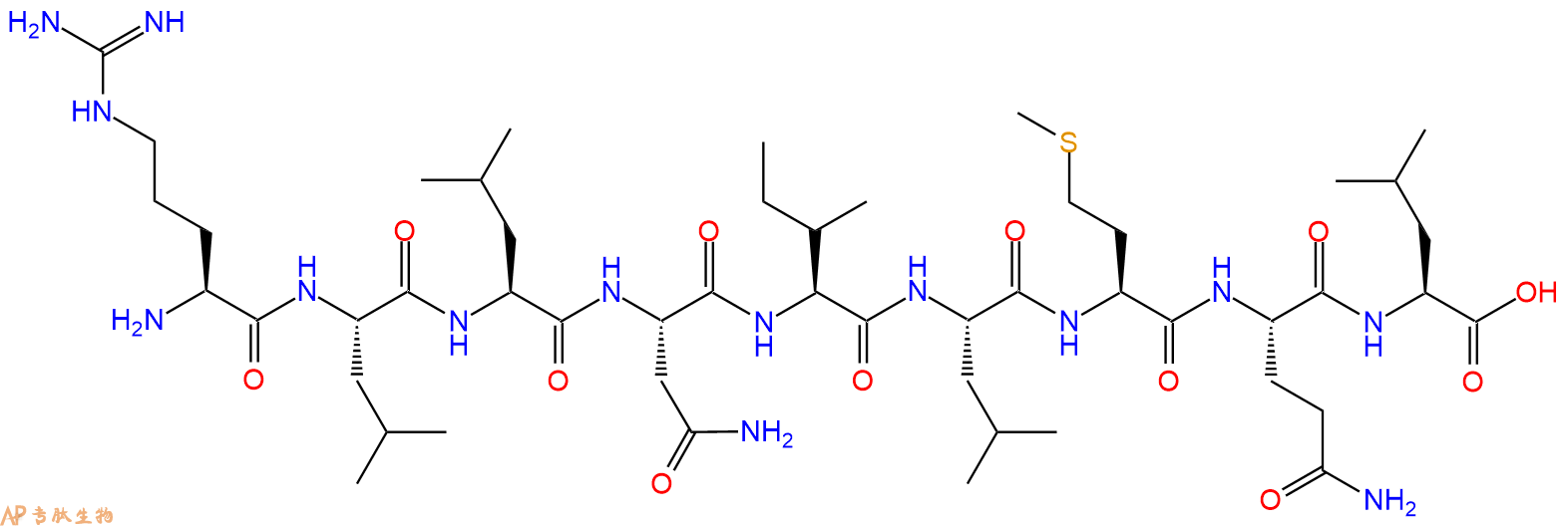 专肽生物产品H2N-Arg-Leu-Leu-Asn-Ile-Leu-Met-Gln-Leu-OH