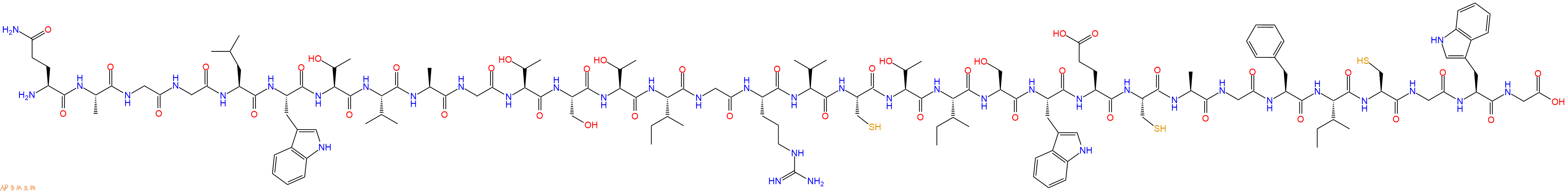 专肽生物产品H2N-Gln-Ala-Gly-Gly-Leu-Trp-Thr-Val-Ala-Gly-Thr-Ser-Thr-Ile-Gly-Arg-Val-Cys-Thr-Ile-Ser-Trp-Glu-Cys-Ala-Gly-Phe-Ile-Cys-Gly-Trp-Gly-OH