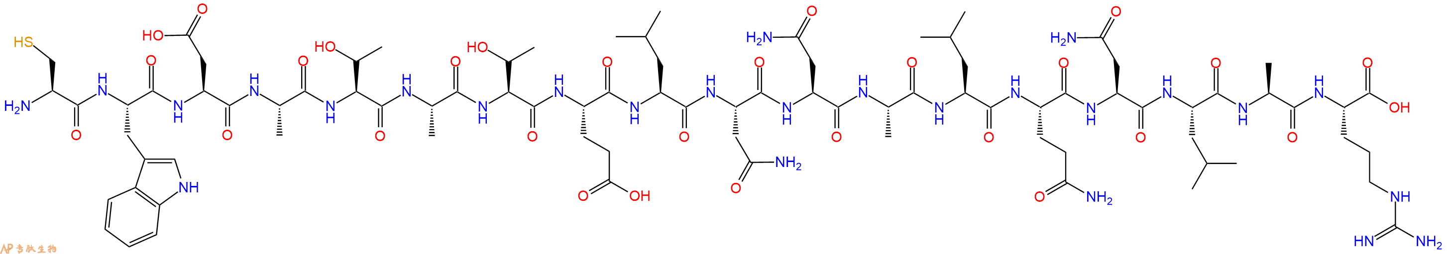 专肽生物产品H2N-Cys-Trp-Asp-Ala-Thr-Ala-Thr-Glu-Leu-Asn-Asn-Ala-Leu-Gln-Asn-Leu-Ala-Arg-OH