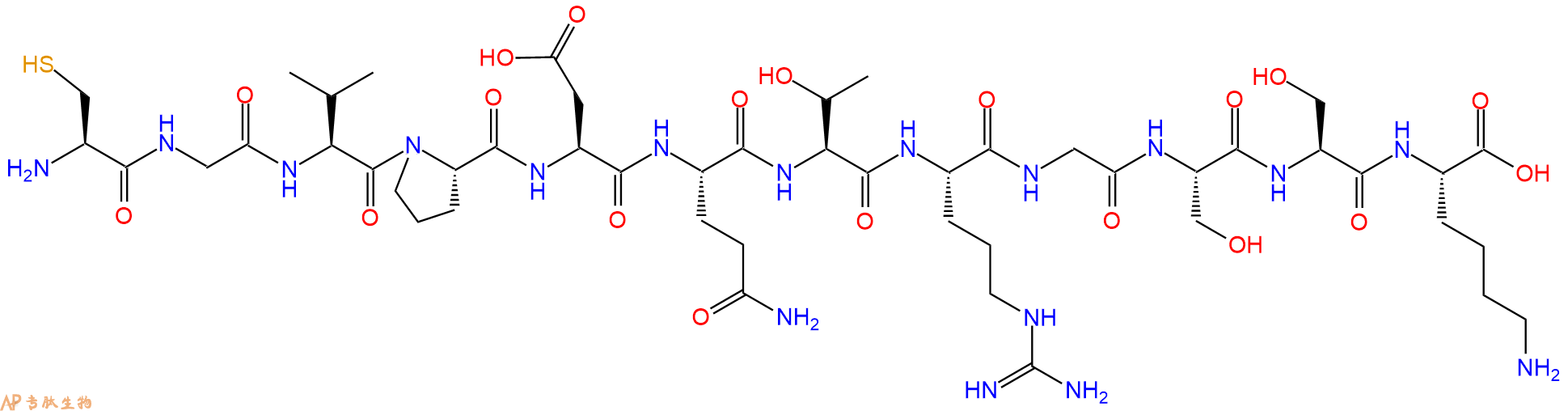 专肽生物产品H2N-Cys-Gly-Val-Pro-Asp-Gln-Thr-Arg-Gly-Ser-Ser-Lys-OH