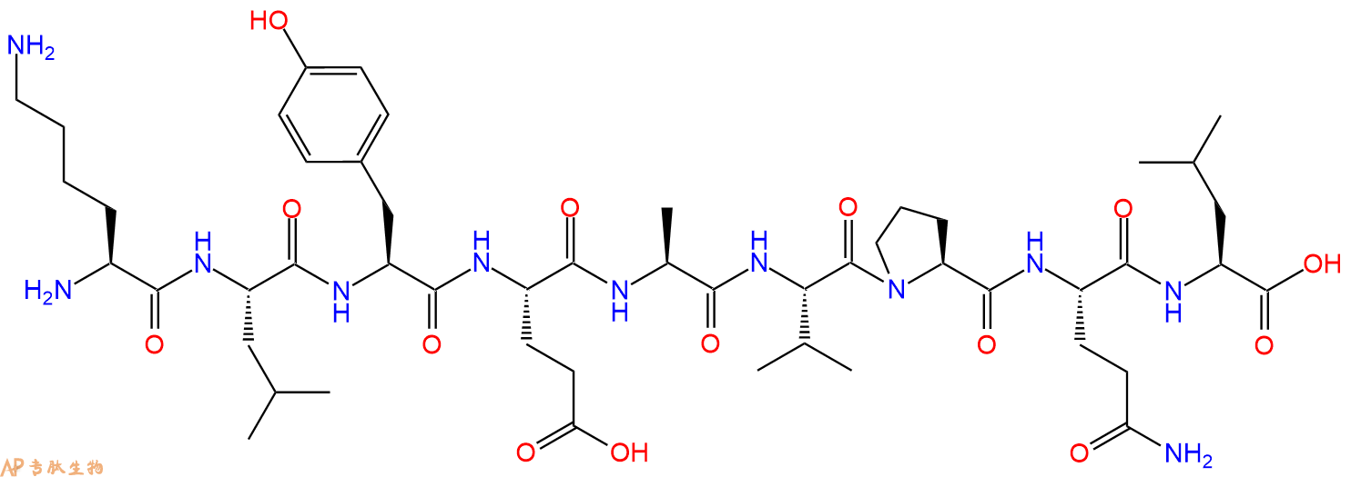 专肽生物产品H2N-Lys-Leu-Tyr-Glu-Ala-Val-Pro-Gln-Leu-OH