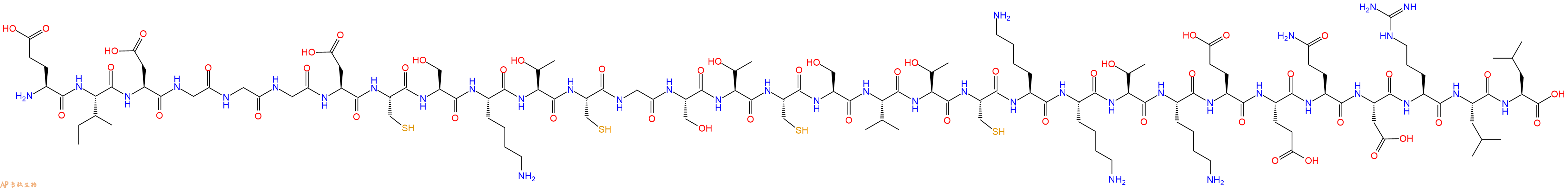 专肽生物产品H2N-Glu-Ile-Asp-Gly-Gly-Gly-Asp-Cys-Ser-Lys-Thr-Cys-Gly-Ser-Thr-Cys-Ser-Val-Thr-Cys-Lys-Lys-Thr-Lys-Glu-Glu-Gln-Asp-Arg-Leu-Leu-OH