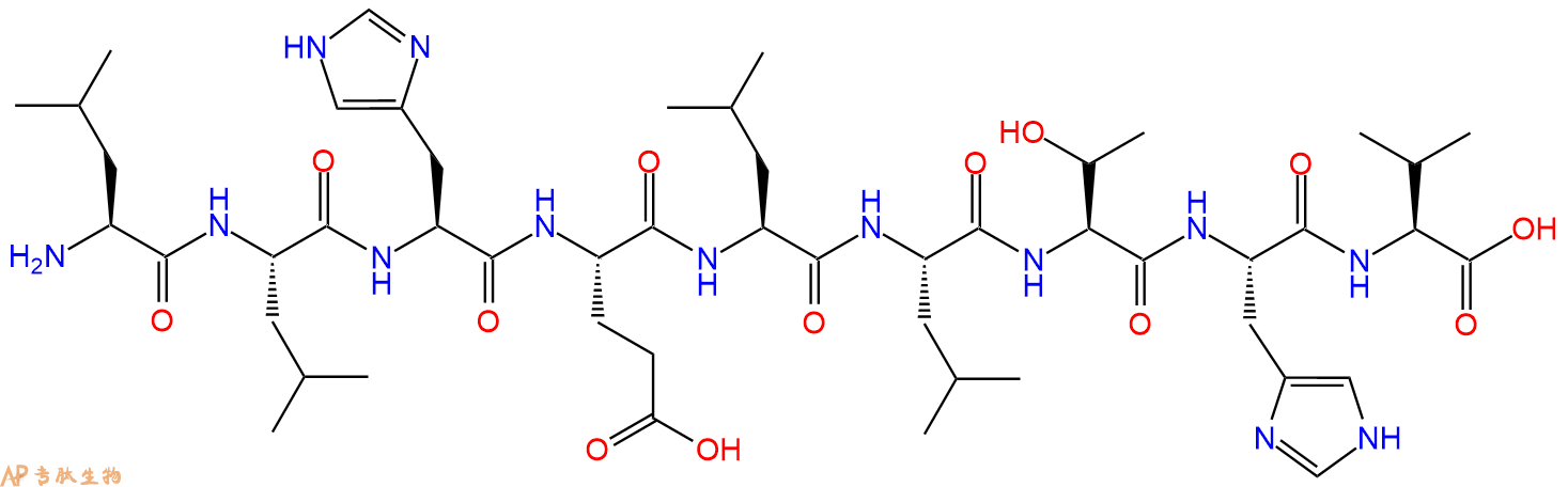 专肽生物产品H2N-Leu-Leu-His-Glu-Leu-Leu-Thr-His-Val-OH