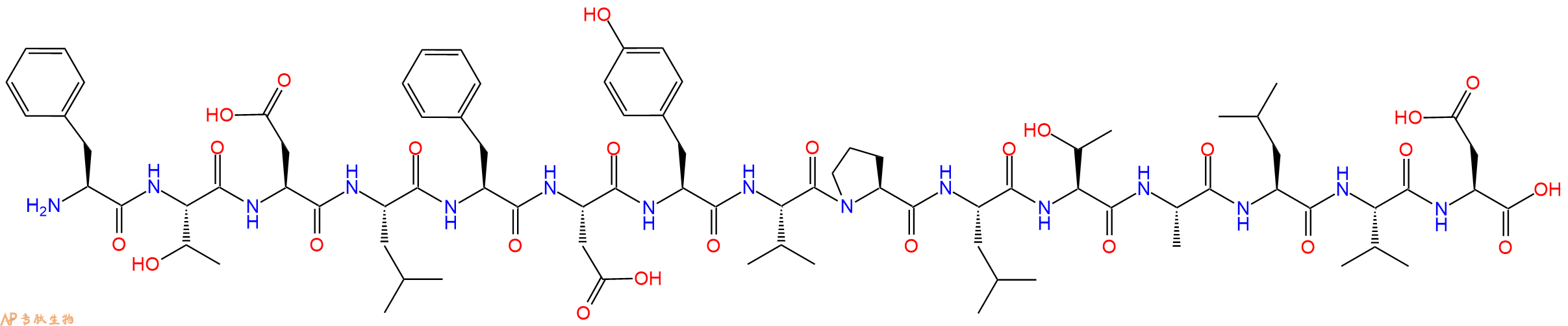 专肽生物产品H2N-Phe-Thr-Asp-Leu-Phe-Asp-Tyr-Val-Pro-Leu-Thr-Ala-Leu-Val-Asp-OH