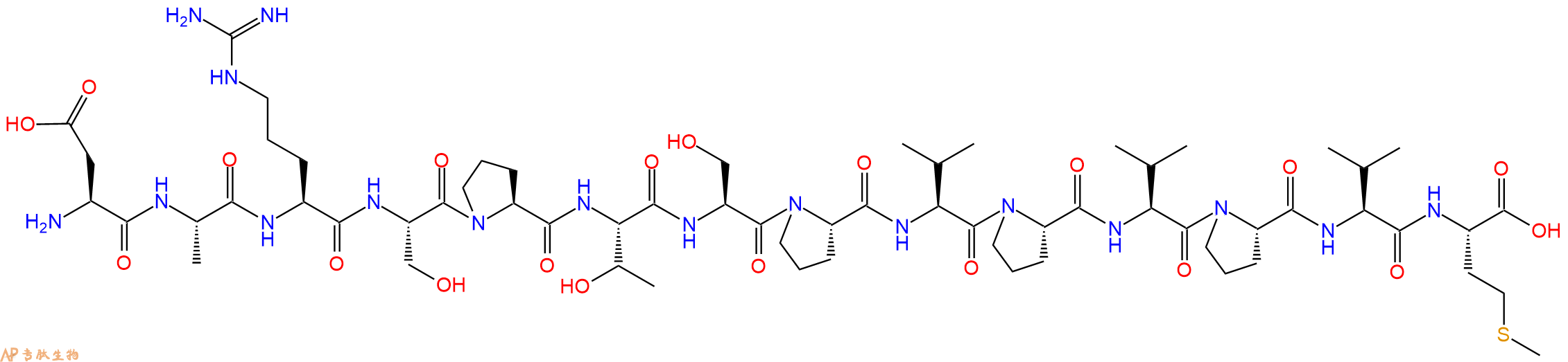 专肽生物产品H2N-Asp-Ala-Arg-Ser-Pro-Thr-Ser-Pro-Val-Pro-Val-Pro-Val-Met-OH