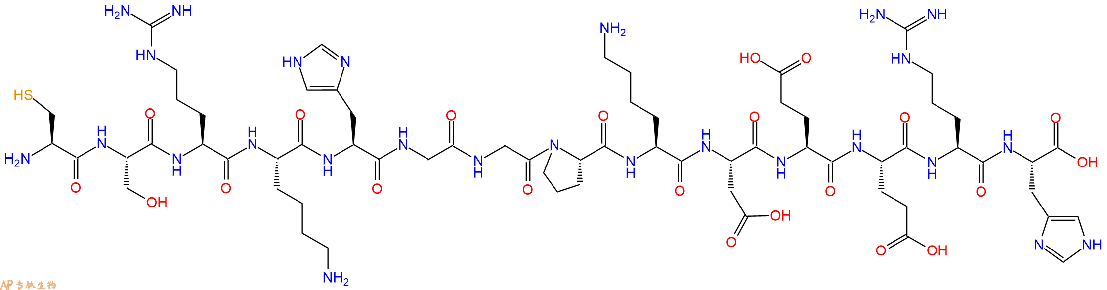专肽生物产品H2N-Cys-Ser-Arg-Lys-His-Gly-Gly-Pro-Lys-Asp-Glu-Glu-Arg-His-OH