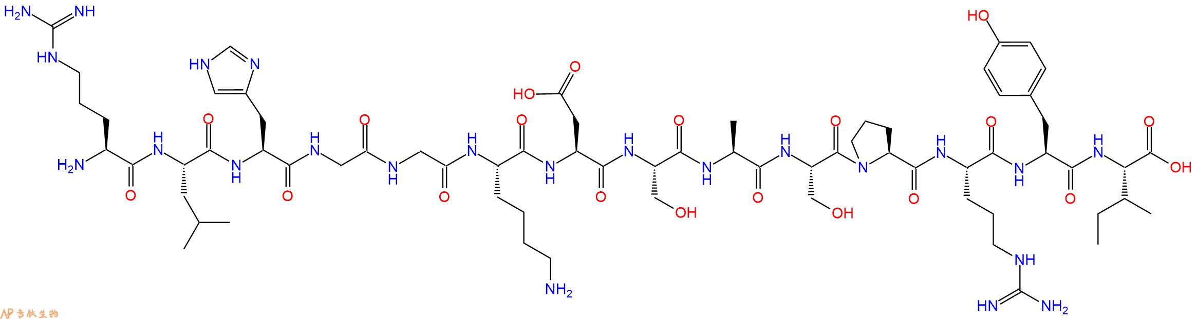 专肽生物产品H2N-Arg-Leu-His-Gly-Gly-Lys-Asp-Ser-Ala-Ser-Pro-Arg-Tyr-Ile-OH