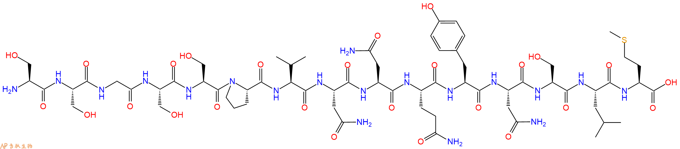 专肽生物产品H2N-Ser-Ser-Gly-Ser-Ser-Pro-Val-Asn-Asn-Gln-Tyr-Asn-Ser-Leu-Met-OH