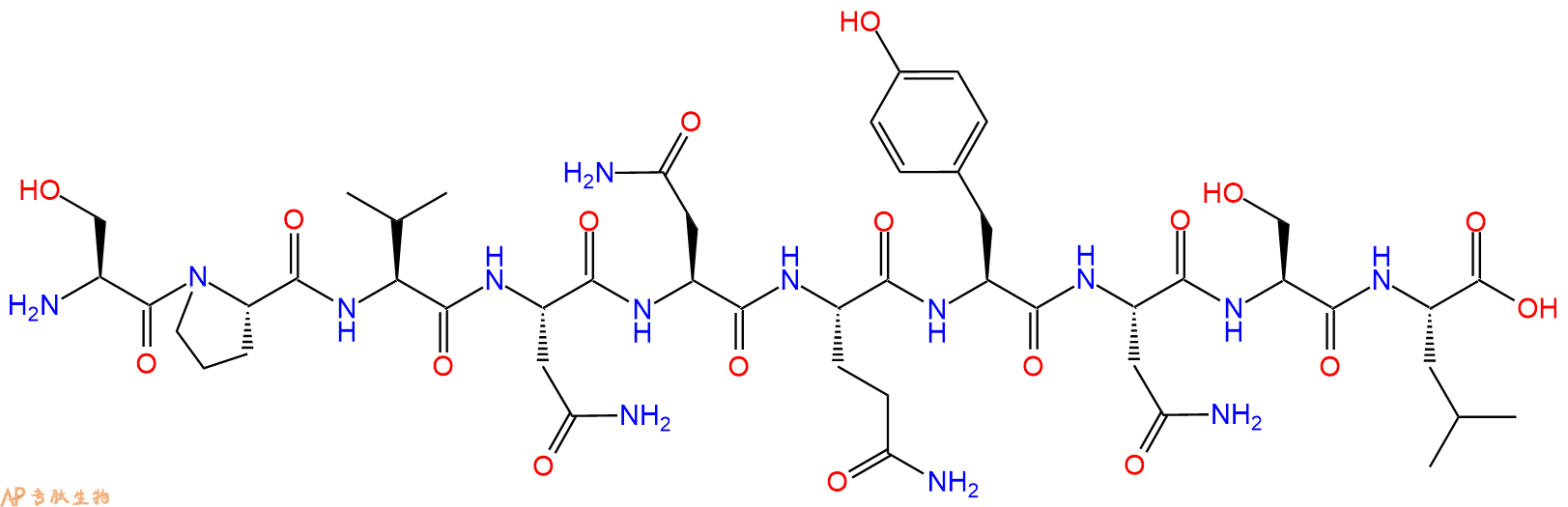 专肽生物产品H2N-Ser-Pro-Val-Asn-Asn-Gln-Tyr-Asn-Ser-Leu-OH