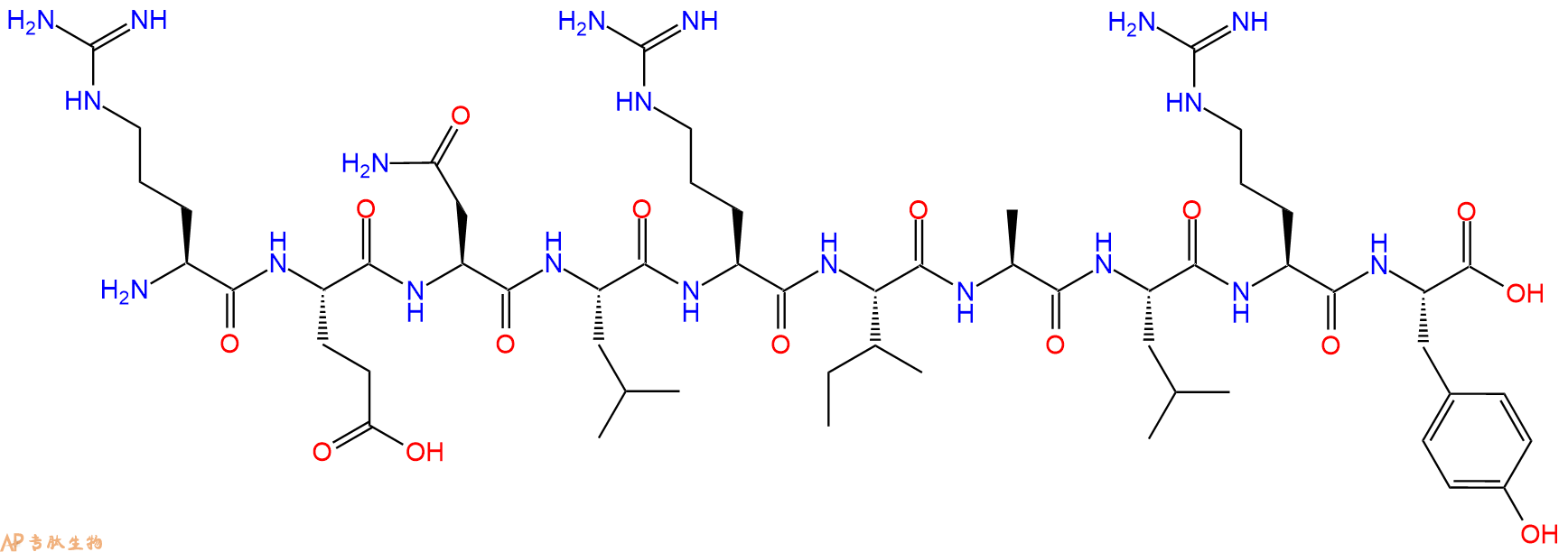 专肽生物产品H2N-Arg-Glu-Asn-Leu-Arg-Ile-Ala-Leu-Arg-Tyr-OH