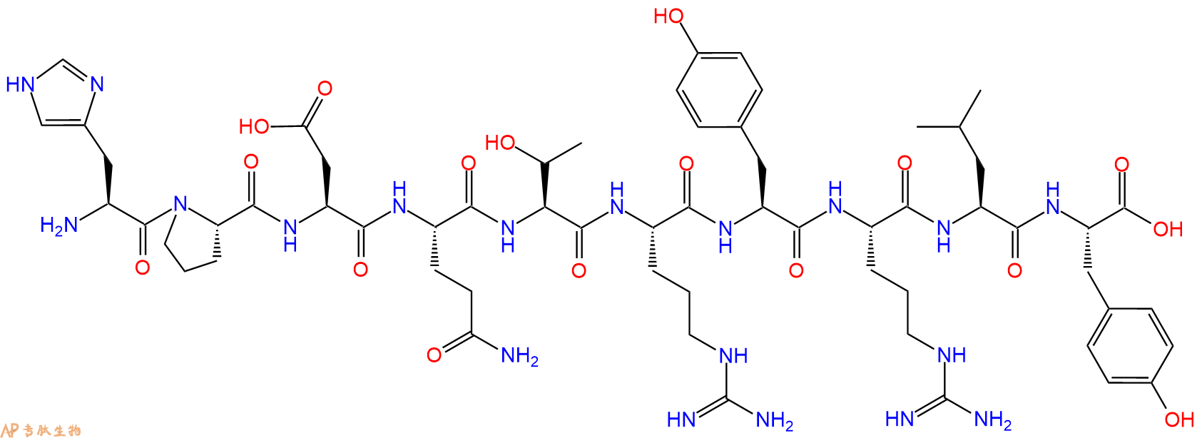 专肽生物产品H2N-His-Pro-Asp-Gln-Thr-Arg-Tyr-Arg-Leu-Tyr-OH