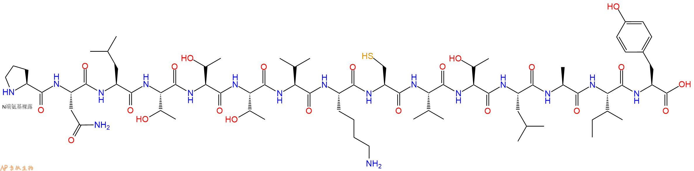 专肽生物产品H2N-Pro-Asn-Leu-Thr-Thr-Thr-Val-Lys-Cys-Val-Thr-Leu-Ala-Ile-Tyr-OH