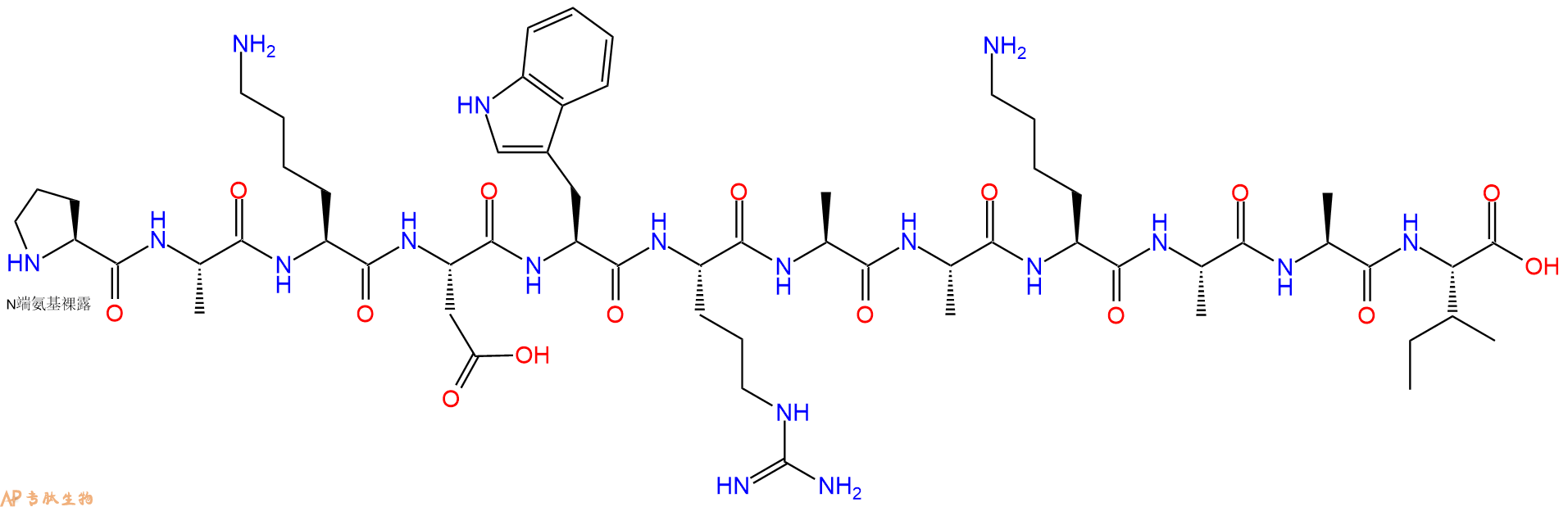 专肽生物产品H2N-Pro-Ala-Lys-Asp-Trp-Arg-Ala-Ala-Lys-Ala-Ala-Ile-OH