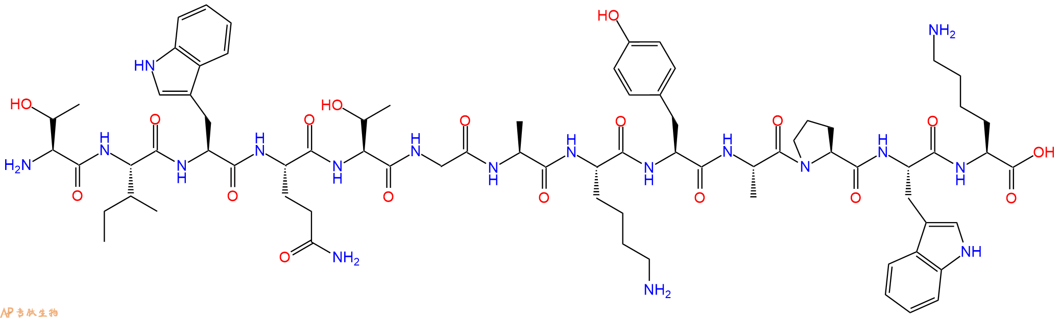 专肽生物产品H2N-Thr-Ile-Trp-Gln-Thr-Gly-Ala-Lys-Tyr-Ala-Pro-Trp-Lys-OH