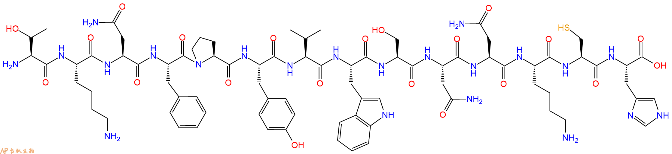 专肽生物产品H2N-Thr-Lys-Asn-Phe-Pro-Tyr-Val-Trp-Ser-Asn-Asn-Lys-Cys-His-OH
