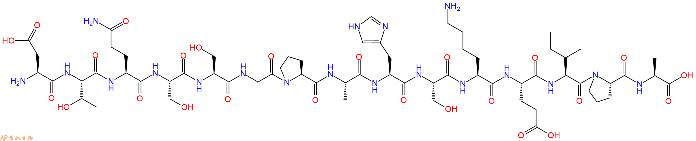 专肽生物产品H2N-Asp-Thr-Gln-Ser-Ser-Gly-Pro-Ala-His-Ser-Lys-Glu-Ile-Pro-Ala-OH