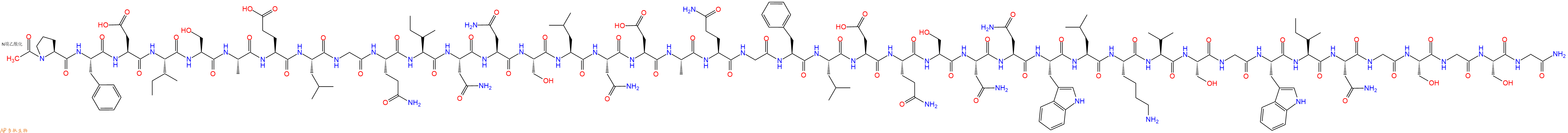 专肽生物产品Ac-Pro-Phe-Asp-Ile-Ser-Ala-Glu-Leu-Gly-Gln-Ile-Asn-Asn-Ser-Leu-Asn-Asp-Ala-Gln-Gly-Phe-Leu-Asp-Gln-Ser-Asn-Asn-Trp-Leu-Lys-Val-Ser-Gly-Trp-Ile-Asn-Gly-Ser-Gly-Ser-Gly-CONH2
