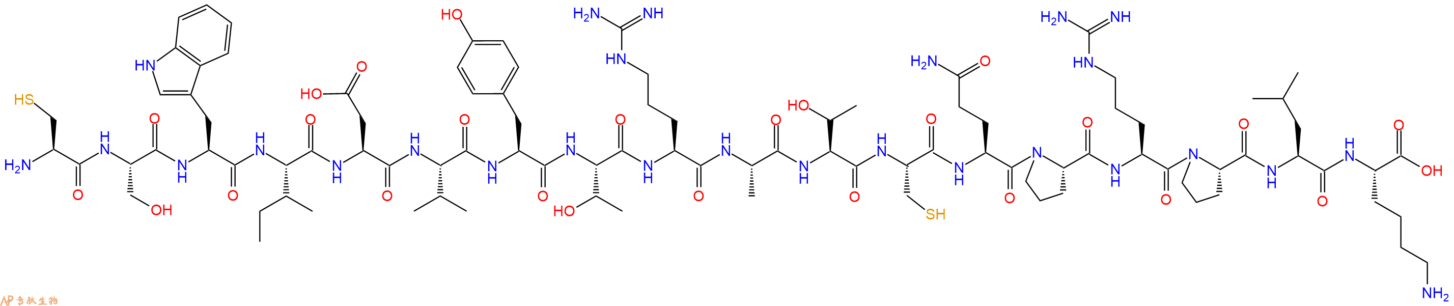专肽生物产品H2N-Cys-Ser-Trp-Ile-Asp-Val-Tyr-Thr-Arg-Ala-Thr-Cys-Gln-Pro-Arg-Pro-Leu-Lys-OH