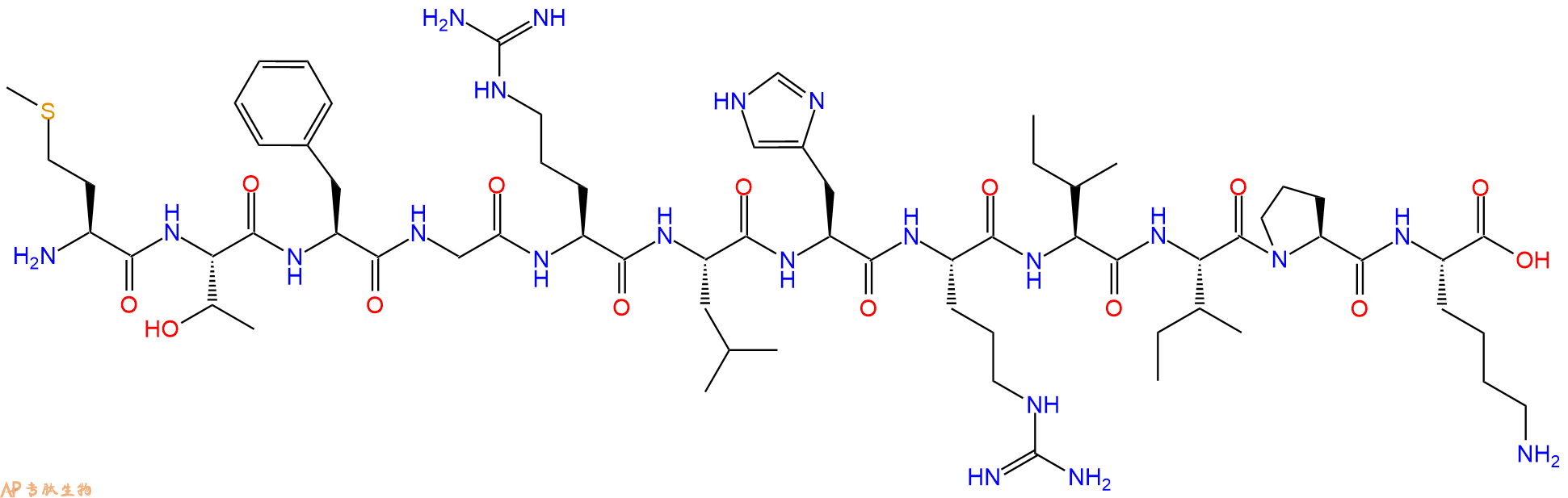 专肽生物产品H2N-Met-Thr-Phe-Gly-Arg-Leu-His-Arg-Ile-Ile-Pro-Lys-OH