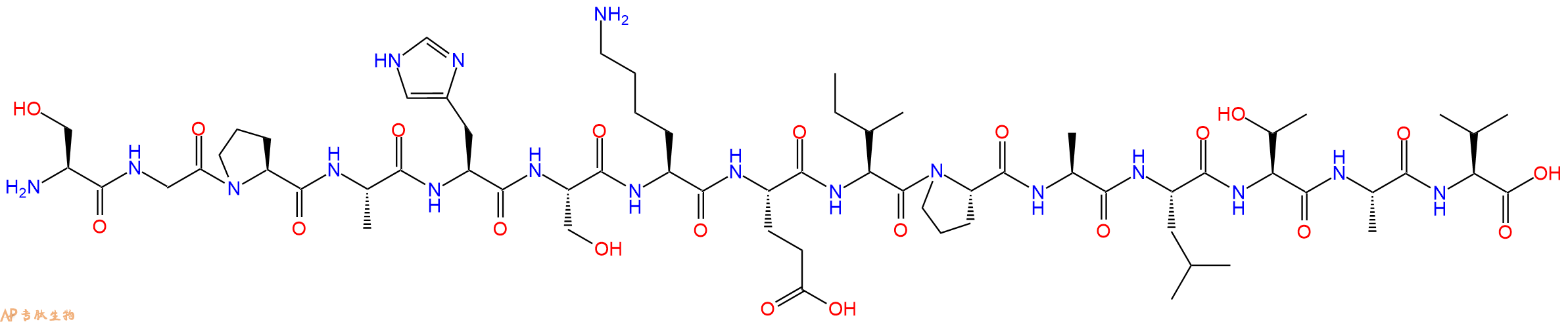 专肽生物产品H2N-Ser-Gly-Pro-Ala-His-Ser-Lys-Glu-Ile-Pro-Ala-Leu-Thr-Ala-Val-OH