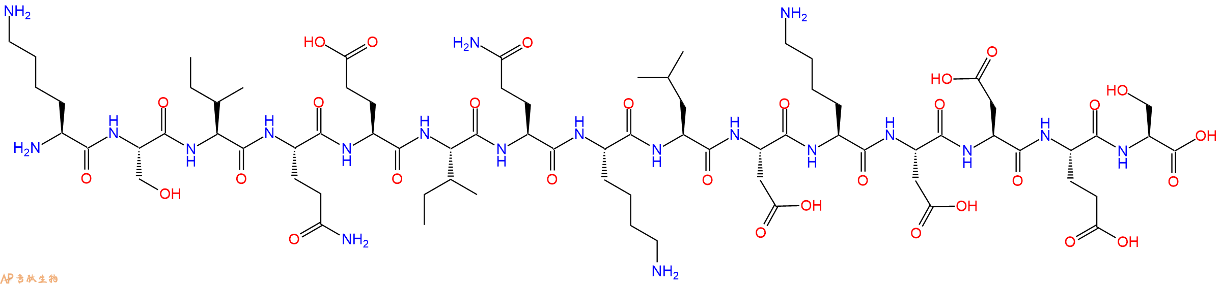 专肽生物产品H2N-Lys-Ser-Ile-Gln-Glu-Ile-Gln-Lys-Leu-Asp-Lys-Asp-Asp-Glu-Ser-OH