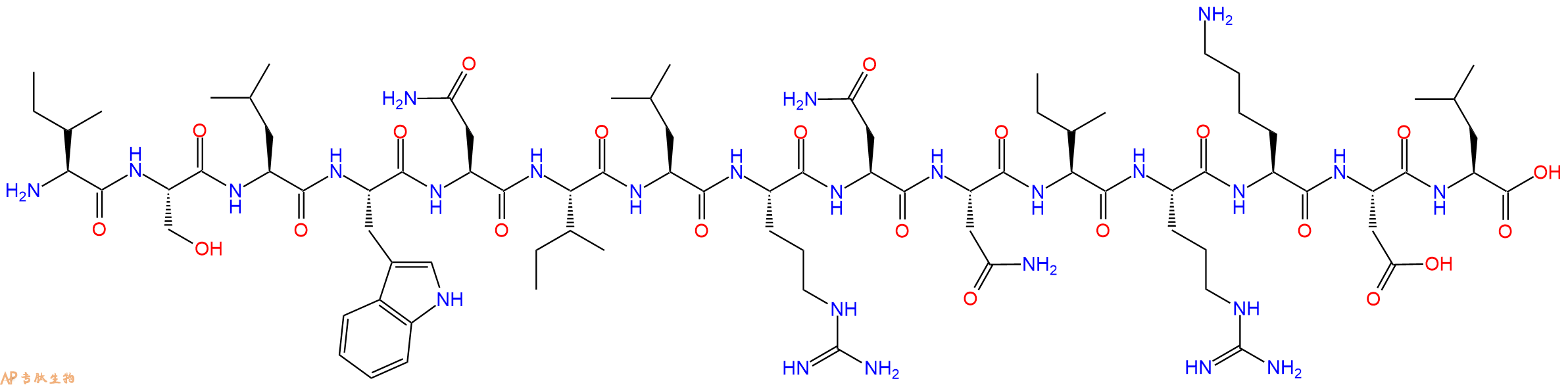 专肽生物产品H2N-Ile-Ser-Leu-Trp-Asn-Ile-Leu-Arg-Asn-Asn-Ile-Arg-Lys-Asp-Leu-OH