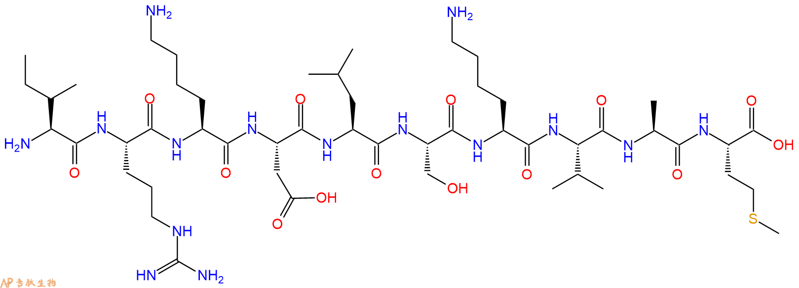 专肽生物产品H2N-Ile-Arg-Lys-Asp-Leu-Ser-Lys-Val-Ala-Met-OH