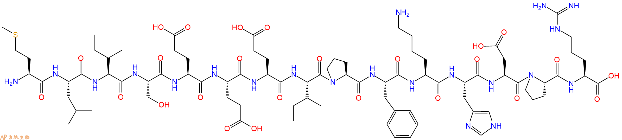 专肽生物产品H2N-Met-Leu-Ile-Ser-Glu-Glu-Glu-Ile-Pro-Phe-Lys-His-Asp-Pro-Arg-OH