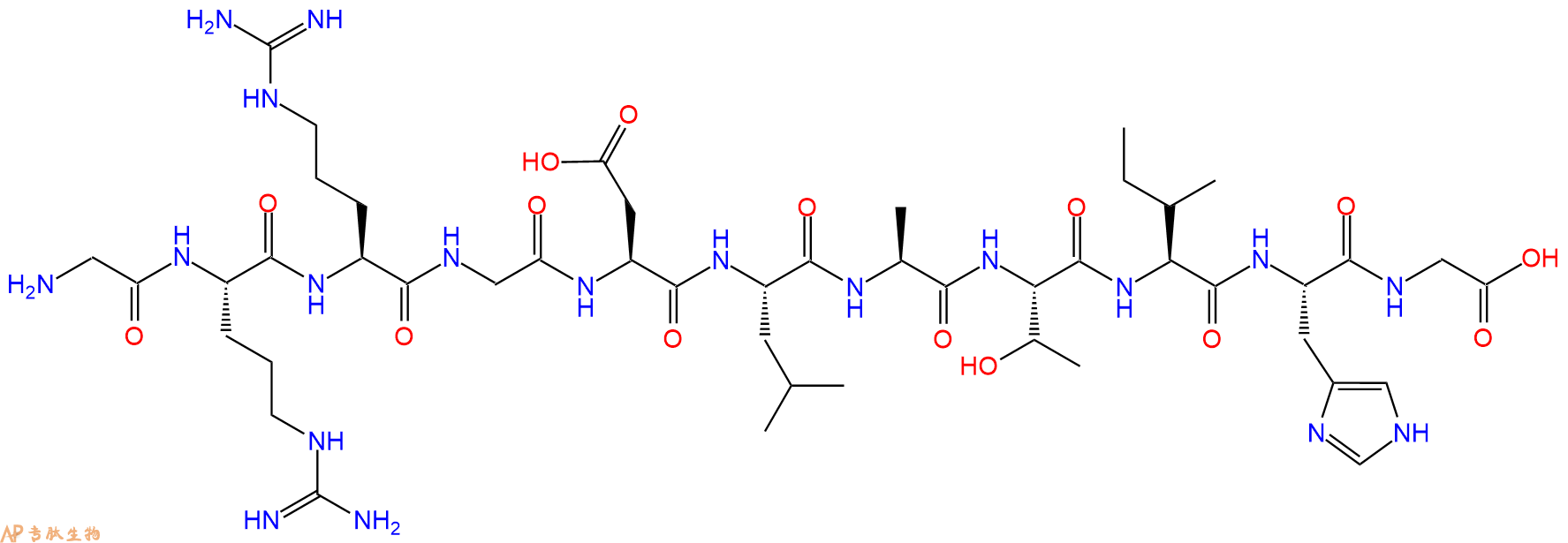 专肽生物产品H2N-Gly-Arg-Arg-Gly-Asp-Leu-Ala-Thr-Ile-His-Gly-OH