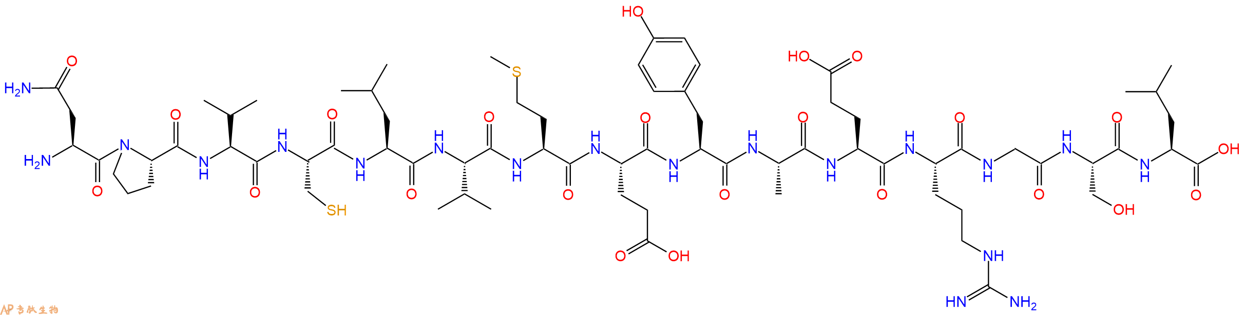 专肽生物产品H2N-Asn-Pro-Val-Cys-Leu-Val-Met-Glu-Tyr-Ala-Glu-Arg-Gly-Ser-Leu-OH