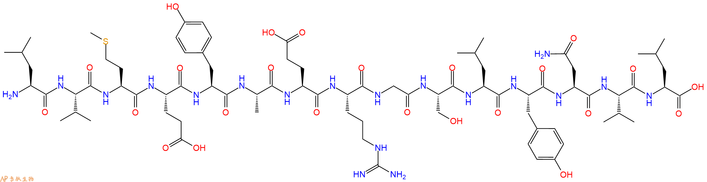 专肽生物产品H2N-Leu-Val-Met-Glu-Tyr-Ala-Glu-Arg-Gly-Ser-Leu-Tyr-Asn-Val-Leu-OH