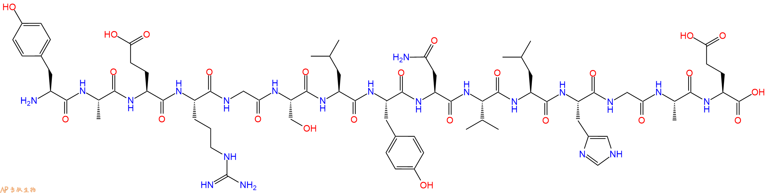 专肽生物产品H2N-Tyr-Ala-Glu-Arg-Gly-Ser-Leu-Tyr-Asn-Val-Leu-His-Gly-Ala-Glu-OH