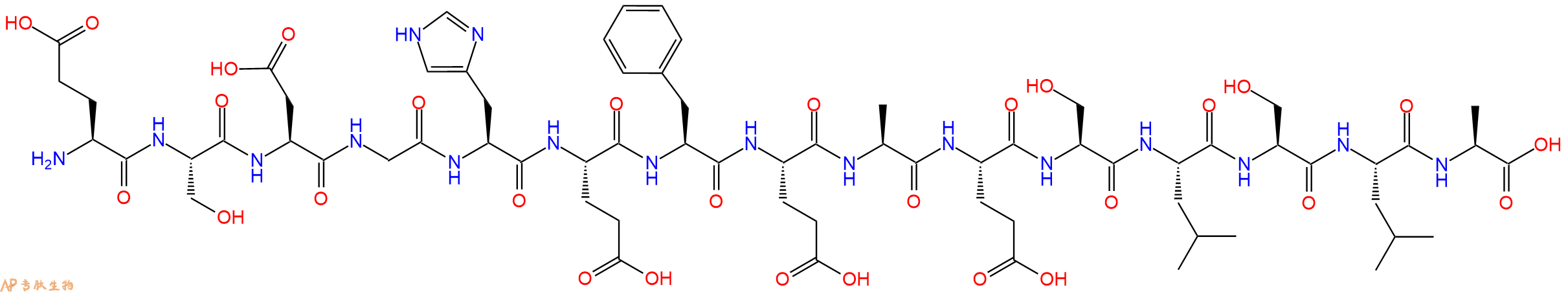 专肽生物产品H2N-Glu-Ser-Asp-Gly-His-Glu-Phe-Glu-Ala-Glu-Ser-Leu-Ser-Leu-Ala-OH