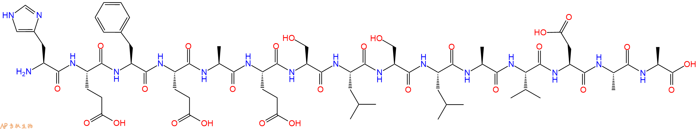 专肽生物产品H2N-His-Glu-Phe-Glu-Ala-Glu-Ser-Leu-Ser-Leu-Ala-Val-Asp-Ala-Ala-OH