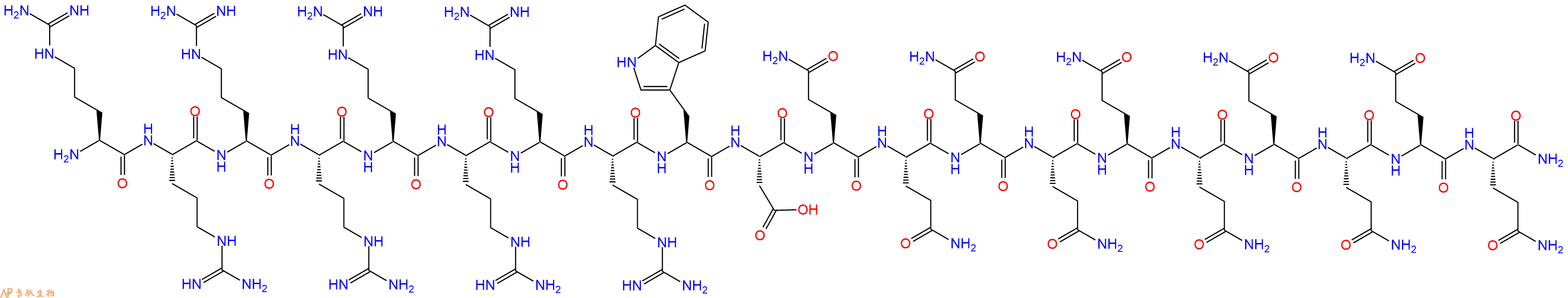 专肽生物产品H2N-Arg-Arg-Arg-Arg-Arg-Arg-Arg-Arg-Trp-Asp-Gln-Gln-Gln-Gln-Gln-Gln-Gln-Gln-Gln-Gln-CONH2