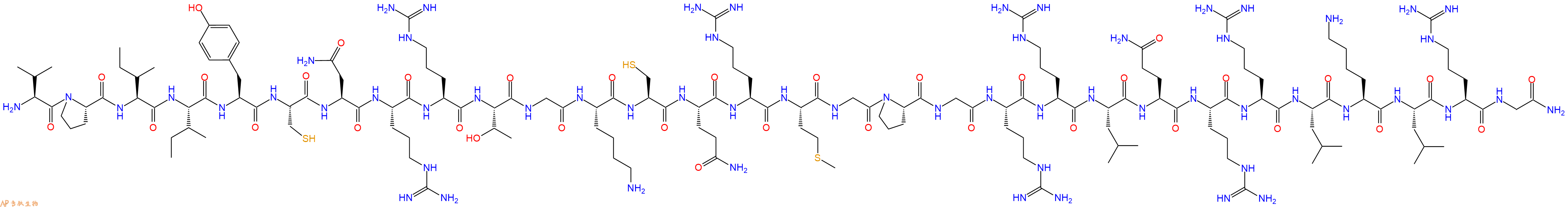 专肽生物产品H2N-Val-Pro-Ile-Ile-Tyr-Cys-Asn-Arg-Arg-Thr-Gly-Lys-Cys-Gln-Arg-Met-Gly-Pro-Gly-Arg-Arg-Leu-Gln-Arg-Arg-Leu-Lys-Leu-Arg-Gly-CONH2
