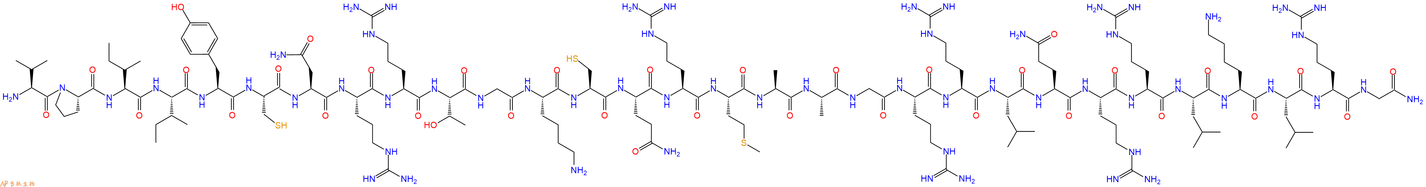 专肽生物产品H2N-Val-Pro-Ile-Ile-Tyr-Cys-Asn-Arg-Arg-Thr-Gly-Lys-Cys-Gln-Arg-Met-Ala-Ala-Gly-Arg-Arg-Leu-Gln-Arg-Arg-Leu-Lys-Leu-Arg-Gly-CONH2