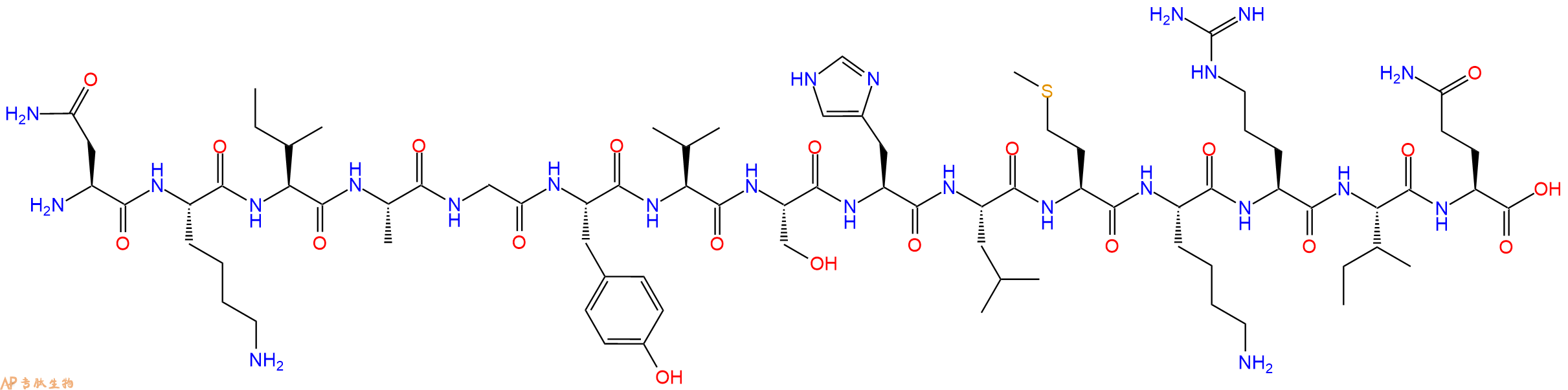 专肽生物产品H2N-Asn-Lys-Ile-Ala-Gly-Tyr-Val-Ser-His-Leu-Met-Lys-Arg-Ile-Gln-OH